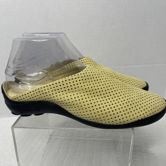 Arche Womens Galopin Yellow Perforated Leather Slip-On Mules SZ 7 Comfort France - Picture 3 of 10
